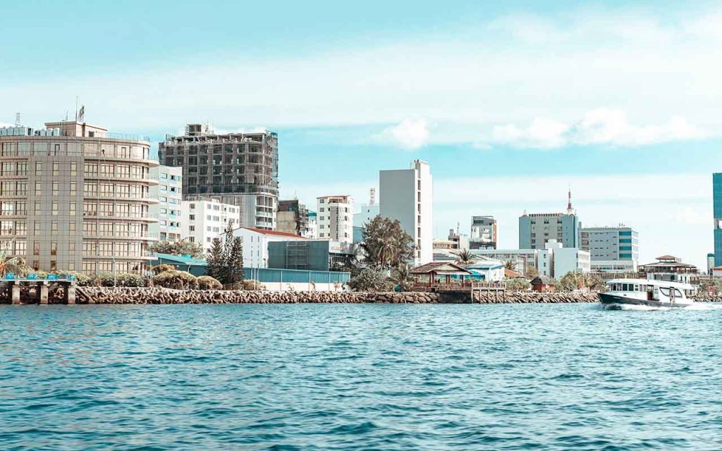 Sea view of Male City, the capital of the Maldives.