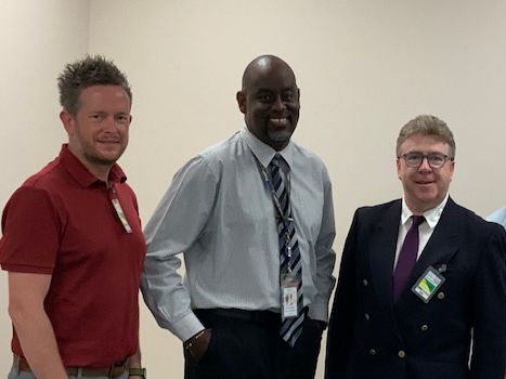 Monitoring & Evaluation meeting at Grantley Adams International Airport (GAIA). (Left to right) Gary Clifford, HelpUsTrade, Hadley Bourne, GAIA, & Dermot Cahill, HelpUsTrade.